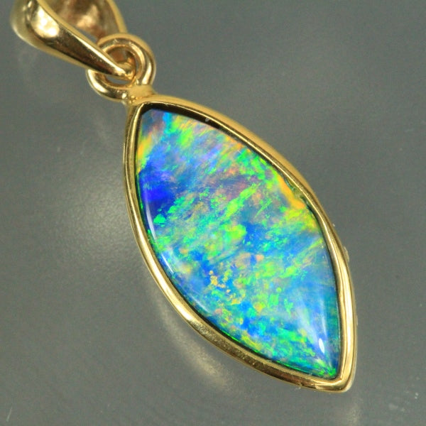 Opal Pendant Australian GEM Doublet Bright 14k GOLD 1.28g 23.7mm