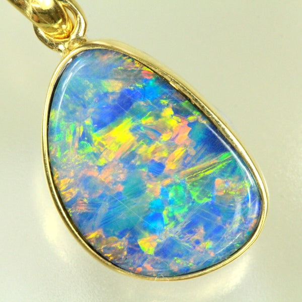 Opal Pendant Australian GEM Doublet Bright 14k GOLD 0.77g 21mm