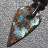 Australian Opal Boulder Drilled Greek Leather Pendant Necklace 13.94 cts