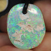 Australian Opal Lightning Ridge Drilled Greek Leather Pendant Necklace 14.09cts