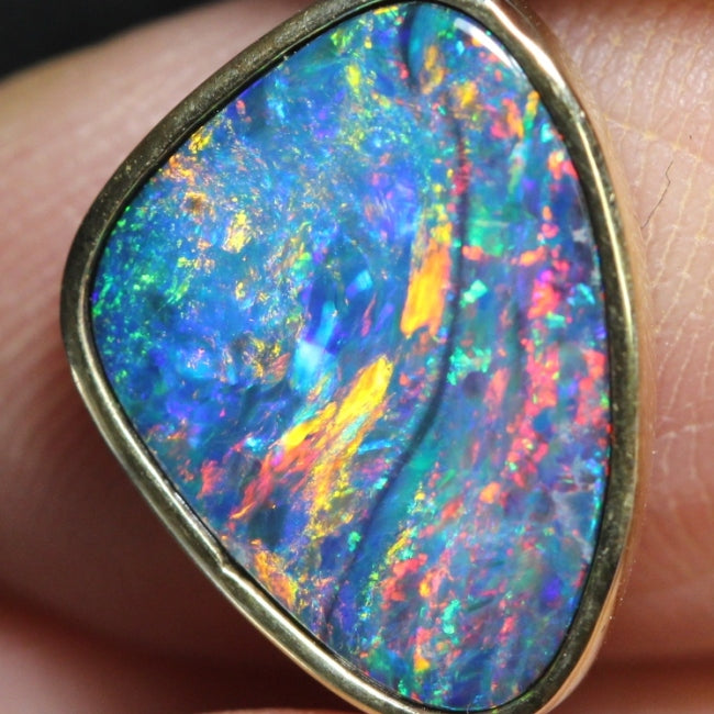 Opal Pendant Australian Doublet Opal 14k GOLD Jewelry 1.54g 21.6mm