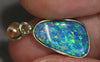 Opal Pendant Australian Doublet Bright 14k GOLD Jewelry 1.36g 23.8mm