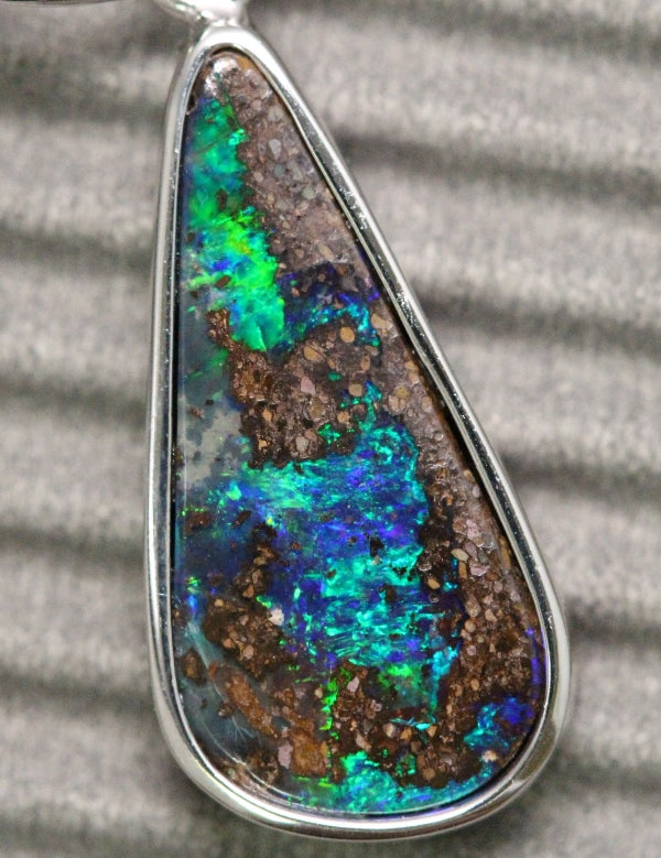 Australian Boulder Opal Pendant Sterling Silver L28.8mm 2.09gr